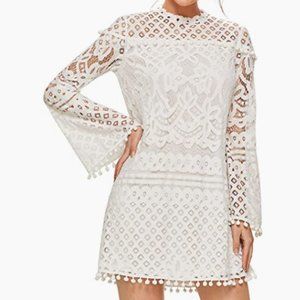 SheIn Women's Boho Crochet Pom-pom Lace Dress